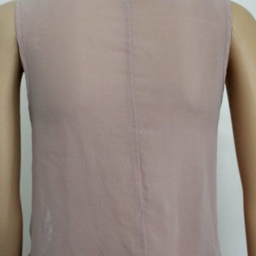 Charlotte Russe sheer mash floral/rose print top/blouse L tan sleeveless - Picture 11 of 16